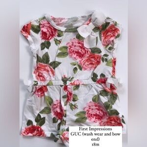 🩵4/$20 First Impressions Pink and Green Jumpsuit with Floral Charm